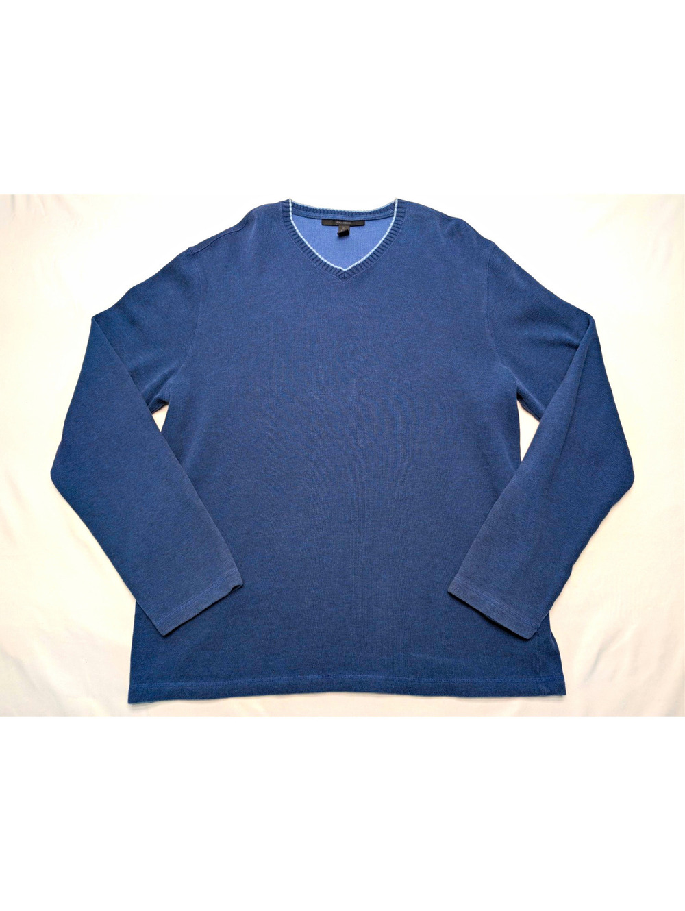 Express Navy V-Neck Ribbed Knit Pullover Cotton Sweater Classic Fit Sz XL